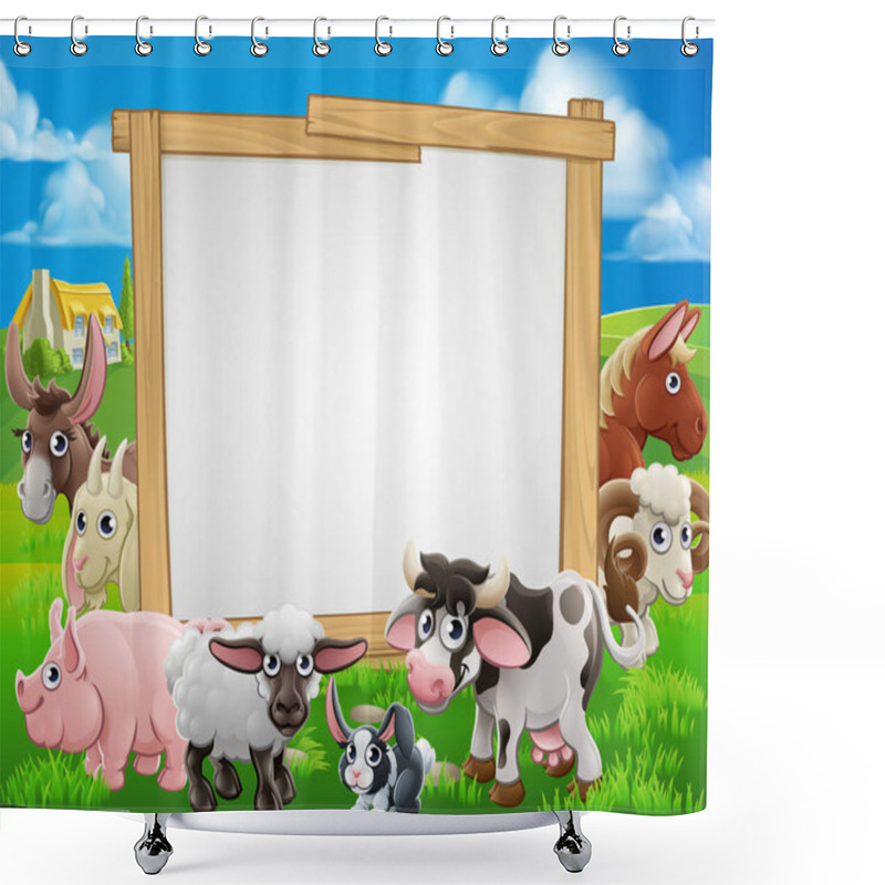 Personality  Farm Animals Cartoon Sign Shower Curtains