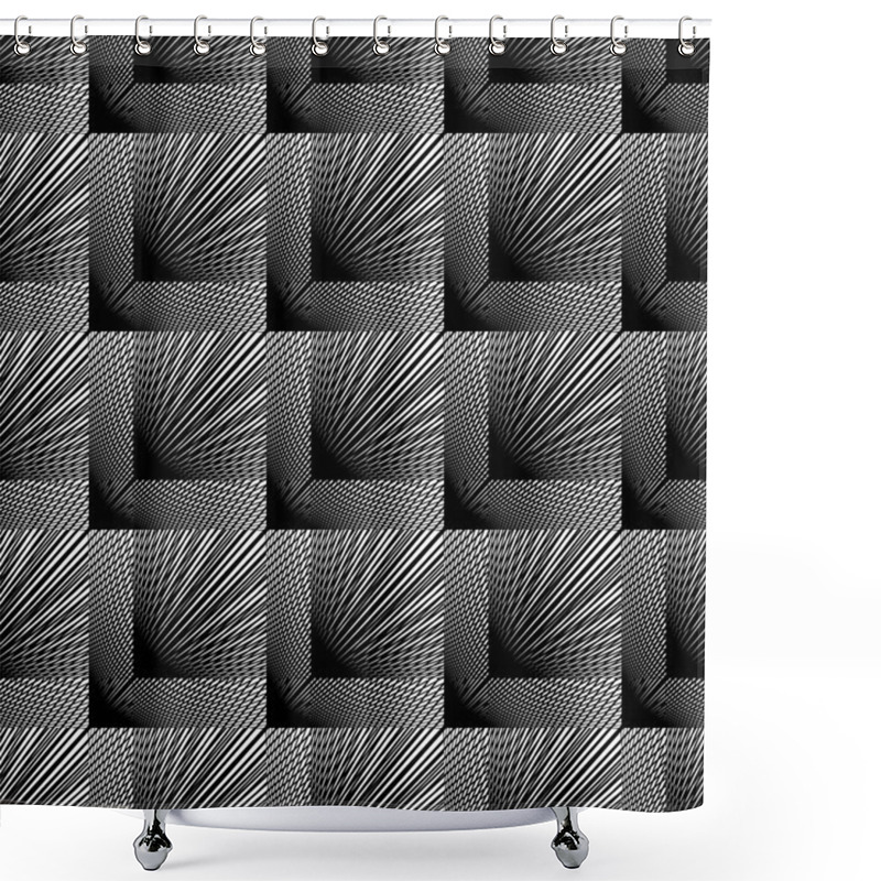 Personality  Design Seamless Monochrome Geometric Pattern Shower Curtains