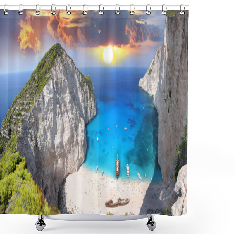 Personality  Amazing Beach Navagio In Zakynthos, Greece Shower Curtains