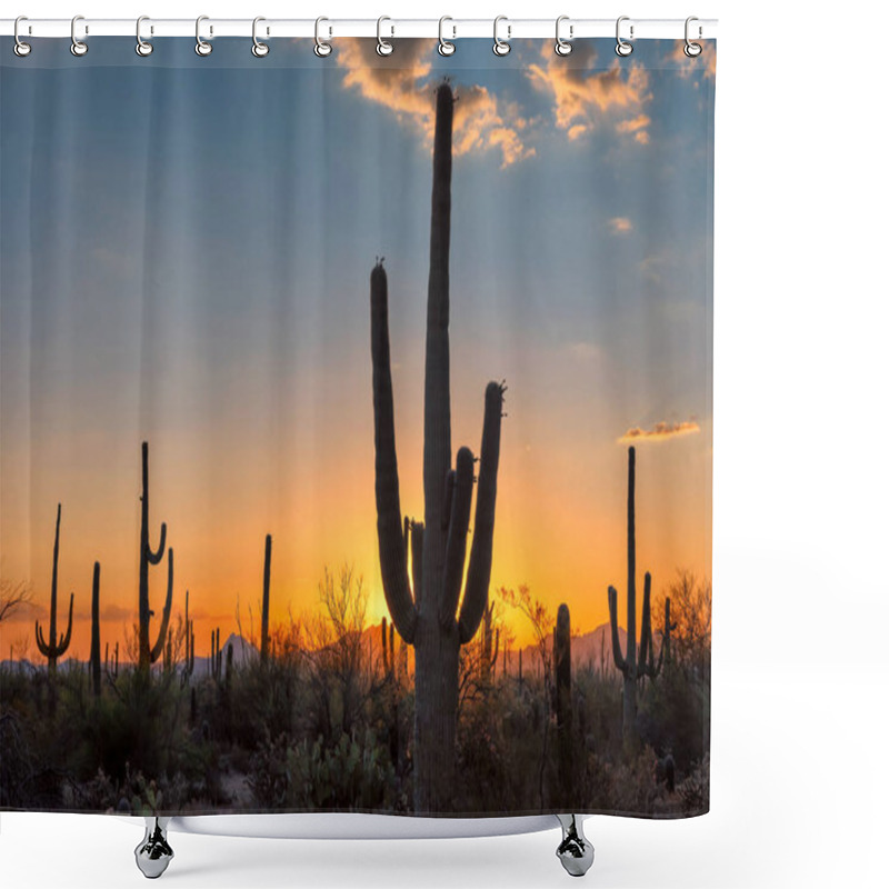 Personality  Sunset At Saguaro National Park, Tucson, Arizona Shower Curtains