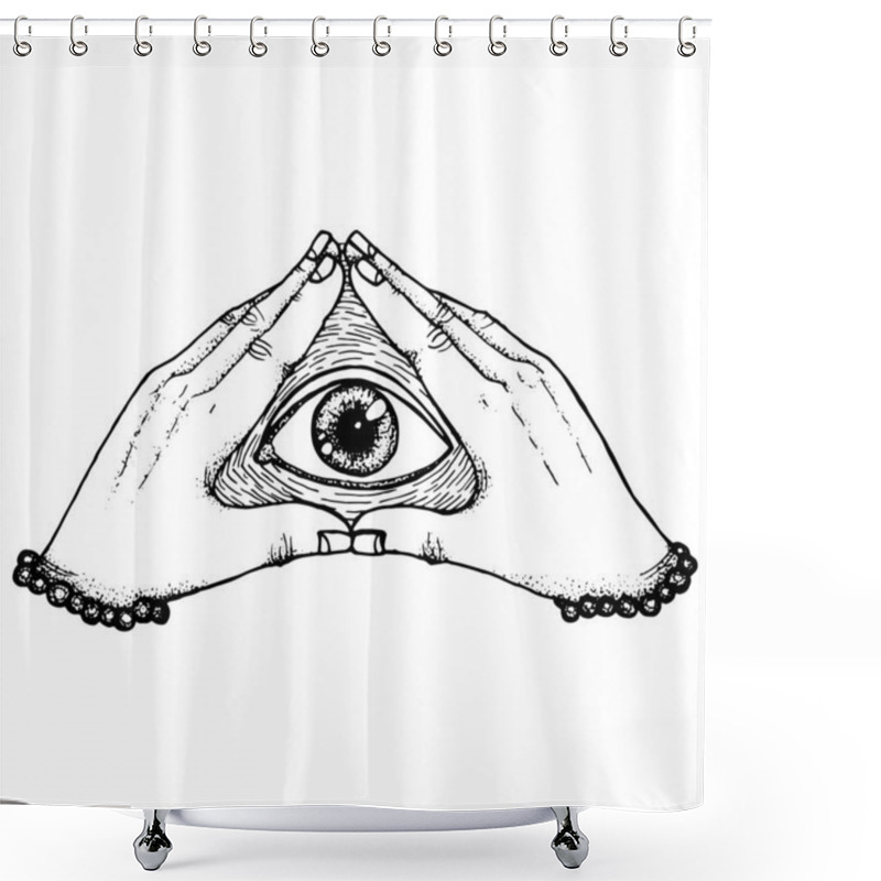 Personality  Third Eye, A Mystical Symbol In The Hands Shower Curtains