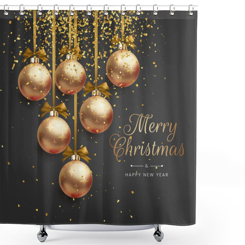 Personality  Elegant Merry Christmas And New Year Background Vector Illustration Shower Curtains