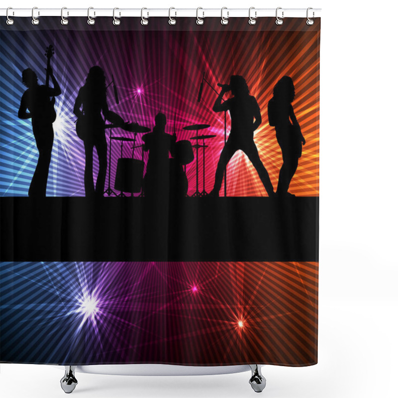 Personality  Rock Band Vector Background With Neon Shower Curtains