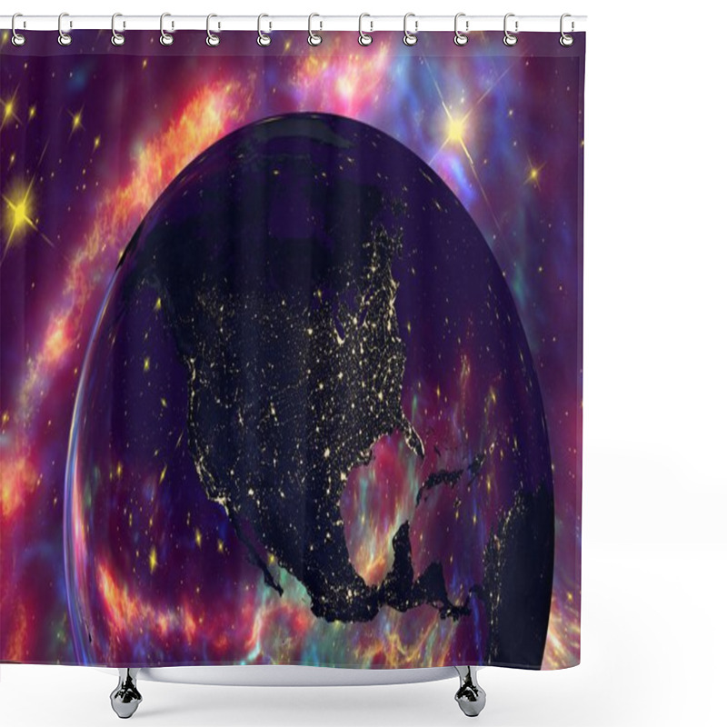 Personality  USA And Canada From Space Shower Curtains