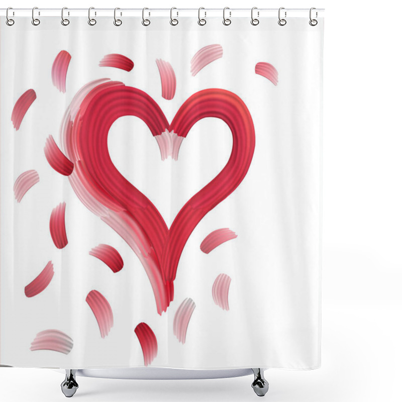 Personality  Hand Drawn Heart Symbol Isolated On White. The Red Love Icon. Hand Drawn For Love Sign, Romance Icon And Valentine's Day. Heart Shape In Paint Stripe, The Red Brush Stroke. Shower Curtains