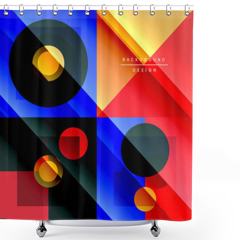 Personality  Neo Memphis Geometric Pattern With Circles, Squares And Lines. Pop Art Abstract Background For Covers, Banners, Flyers And Posters And Other Templates Shower Curtains