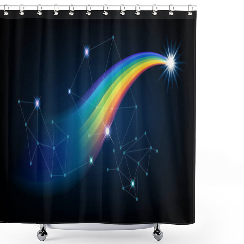 Personality  Flying Comet On Starry Sky Shower Curtains