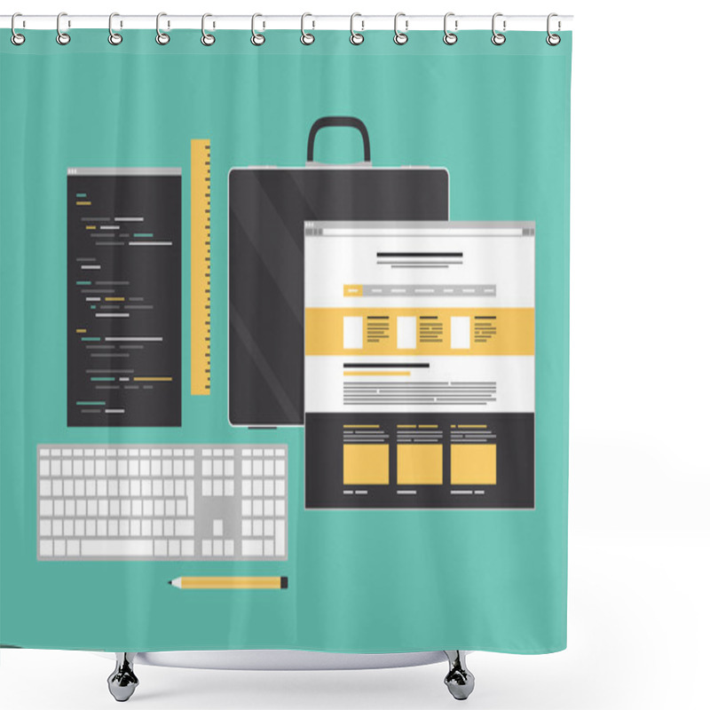 Personality  Web Coding And Programming Flat Illustration Shower Curtains