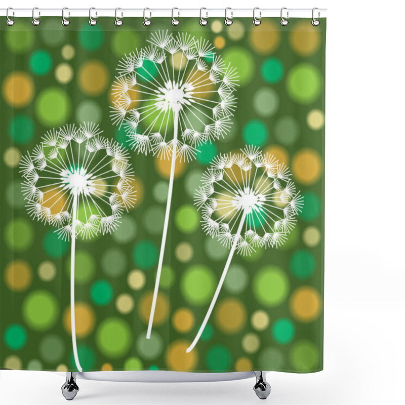 Personality  Vector Background With Blooming Dandelions Shower Curtains