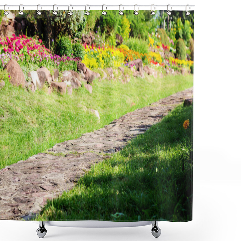 Personality  Flower Of Decorated In Garden With Sunlight At A Daytime. Shower Curtains