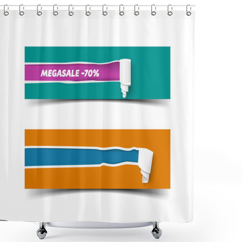 Personality  Torn Paper Template For Web Banner, Sale Promo And Advertising Shower Curtains