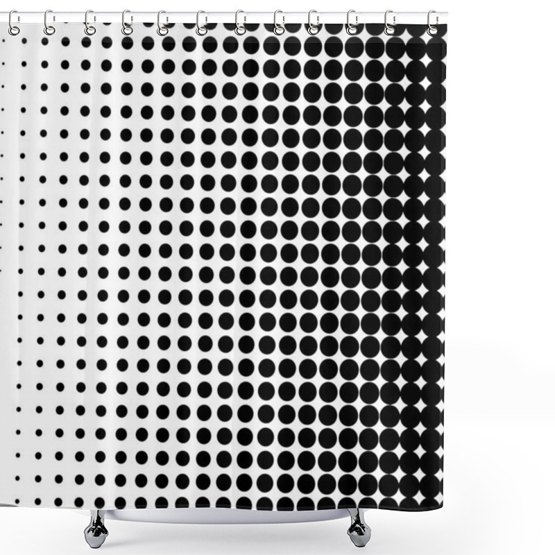 Personality  White And Black Circles, Gradient Halftone Background. Vector Illustration. Shower Curtains