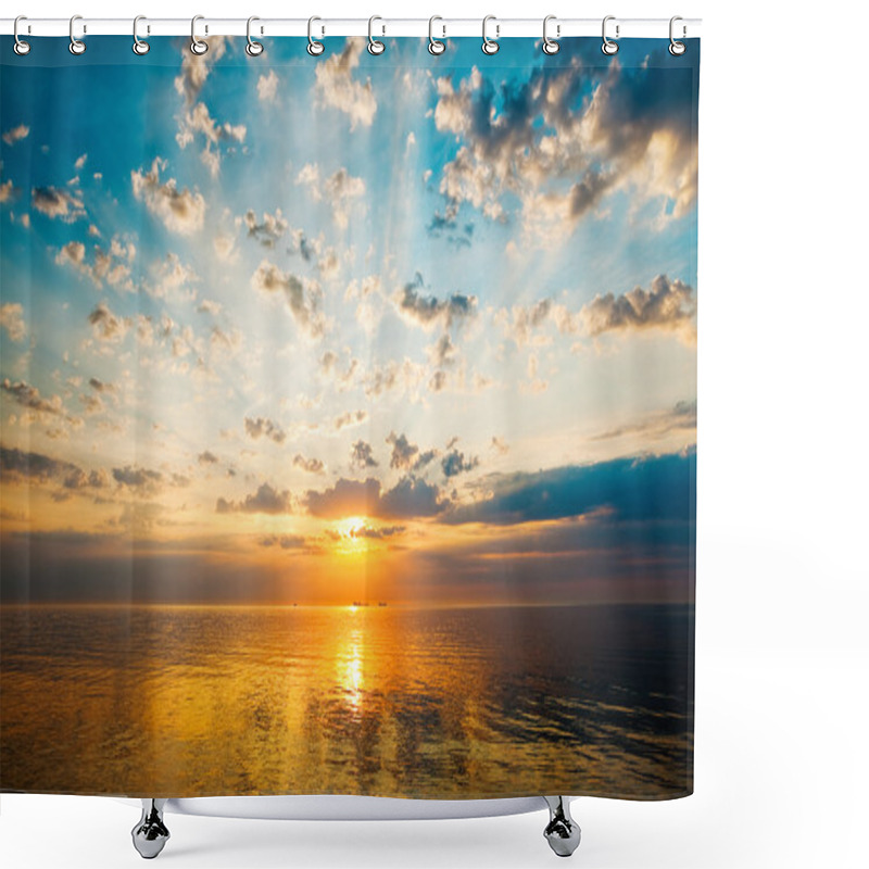 Personality  Sunrise Over The Calm Waters Of Gdansk Bay Shower Curtains