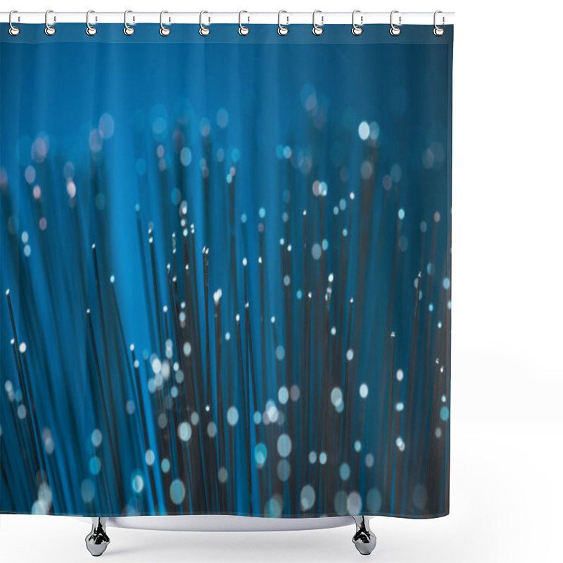 Personality  Selective Focus Of Blue Fiber Optics Texture Background Shower Curtains