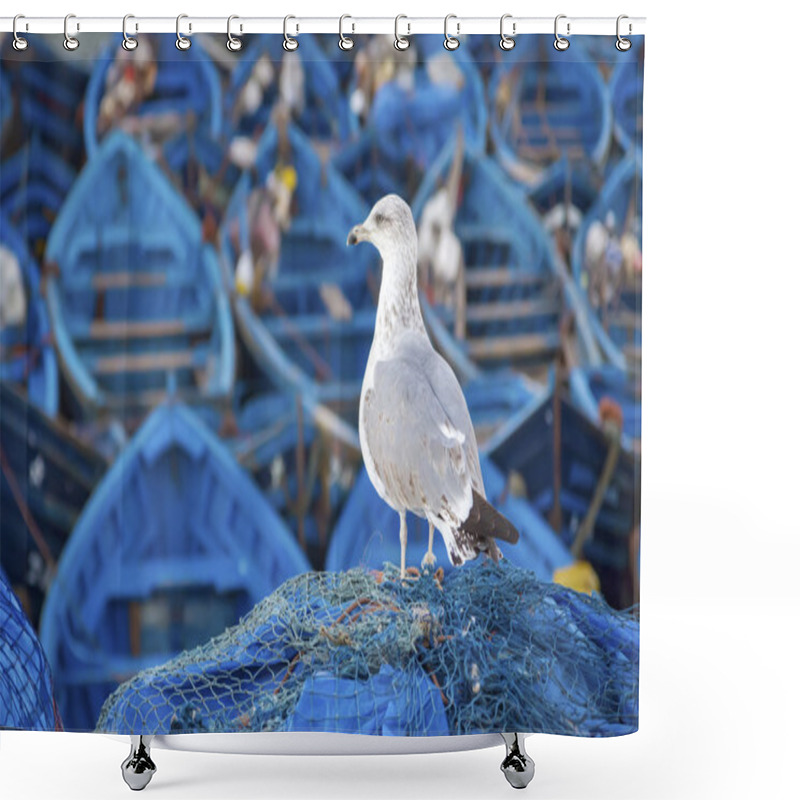 Personality  Blue Fishing Boats Shower Curtains