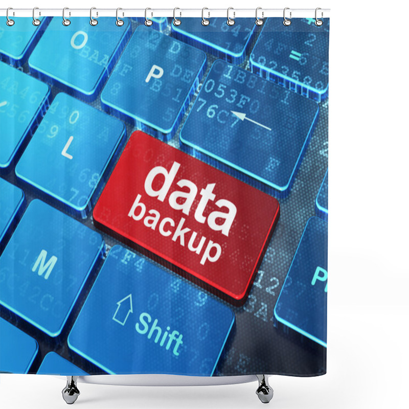 Personality  Data Concept: Data Backup On Computer Keyboard Background Shower Curtains