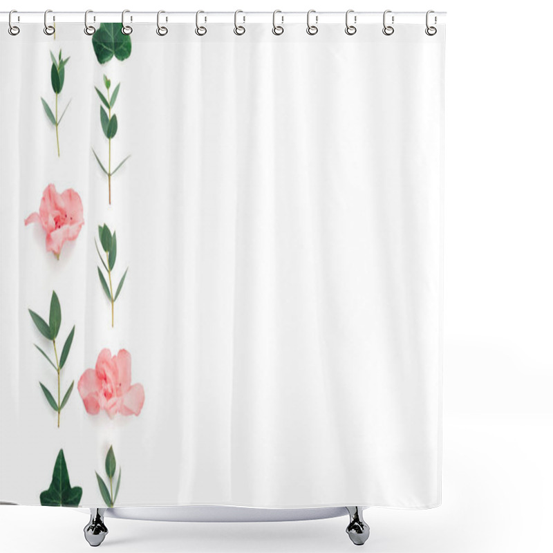 Personality  Spring Background With Soft Pink Azalea Flowers And Green Ivy Le Shower Curtains