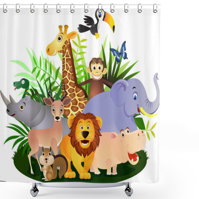 Personality  Vector Animal Cartoon Shower Curtains