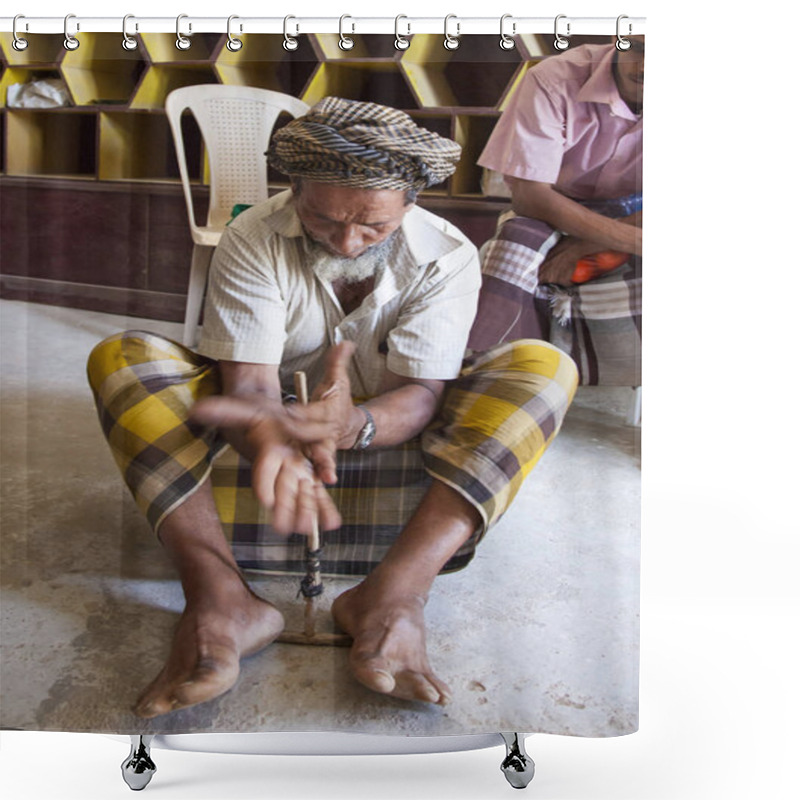 Personality  Man Sitting On Floor Making Fire  Shower Curtains