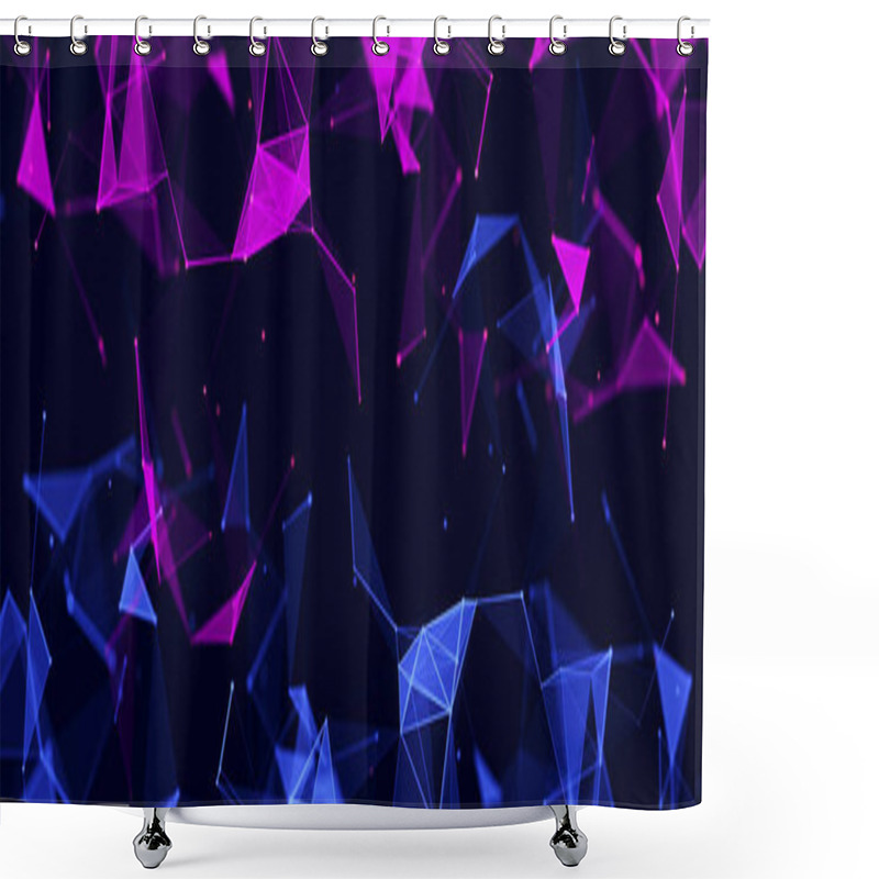 Personality  Abstract Polygonal Space With Connecting Dots And Lines. Dark Background. Connection Structure. 3d Rendering Shower Curtains