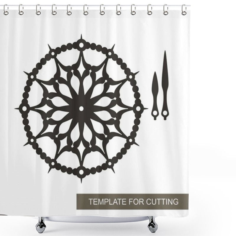 Personality  Openwork Dial With Arrows On White Background. Decor For Home. Template For Laser Cutting, Wood Carving, Paper Cut And Printing. Vector Illustration. Shower Curtains