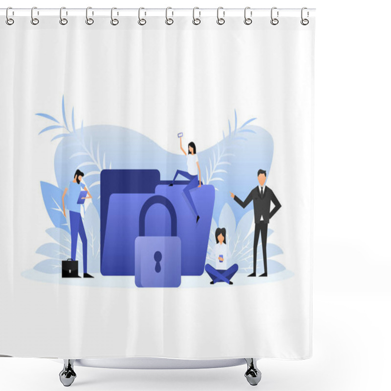 Personality  Data Secure People. Personal Data Security Concept. Cyber Safety Concept. Shower Curtains