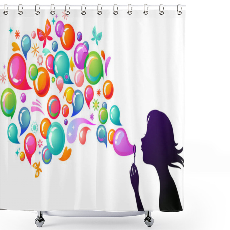 Personality  Blowing Soap Bubbles - 2 Shower Curtains