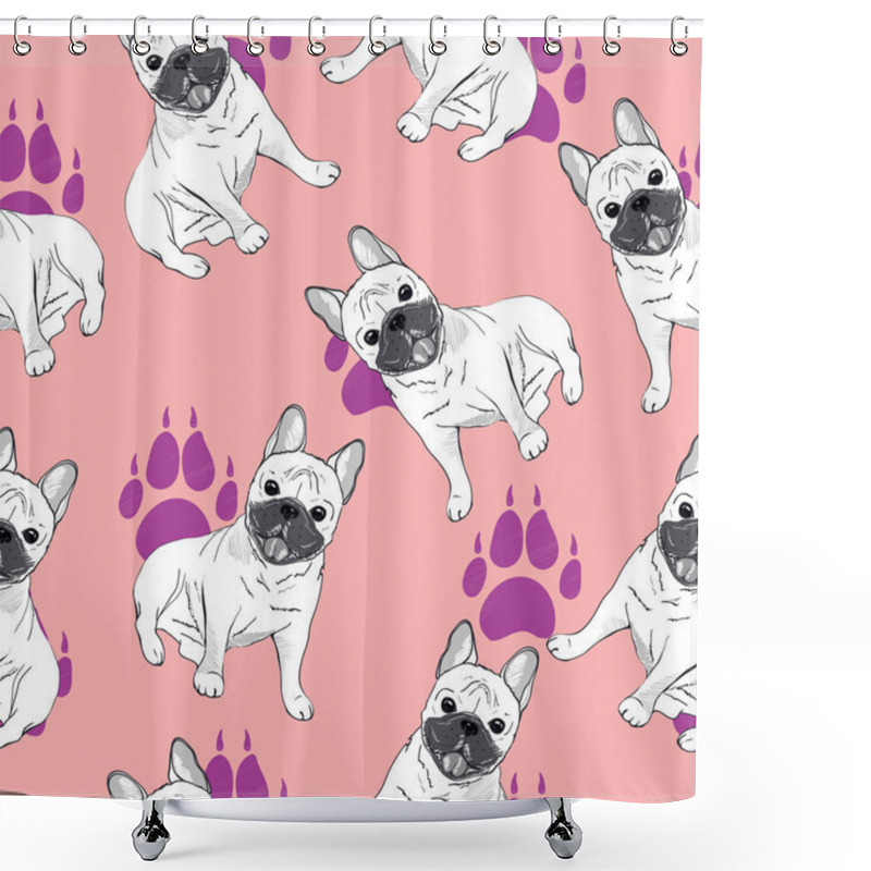 Personality  Bulldogs Seamless Pattern Shower Curtains