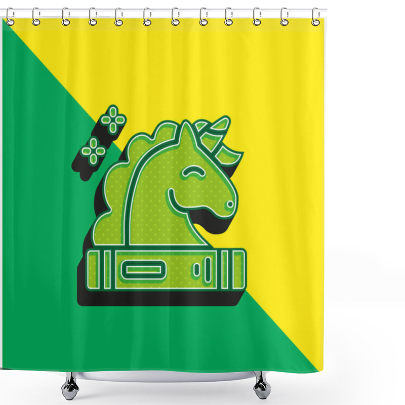 Personality  Book Green And Yellow Modern 3d Vector Icon Logo Shower Curtains