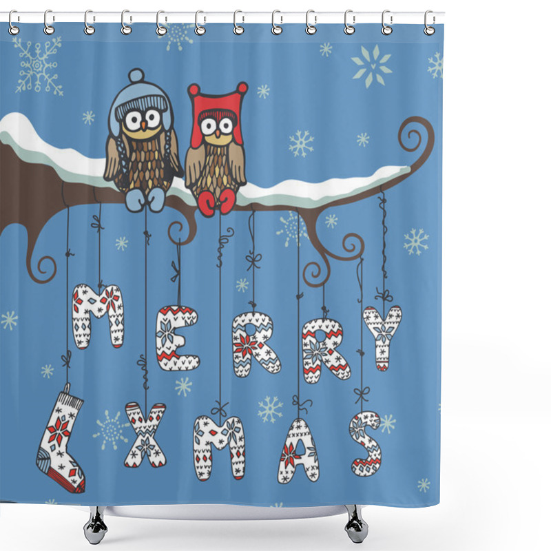 Personality  Christmas Knitted Letters, Owl Shower Curtains