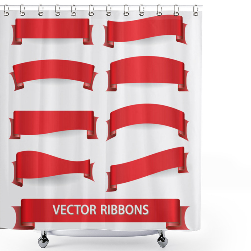 Personality  Red Ribbon Banners Eps10 Shower Curtains