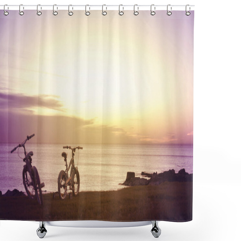 Personality  Family Fun Bikes. Enjoy Summer Concept. Shower Curtains