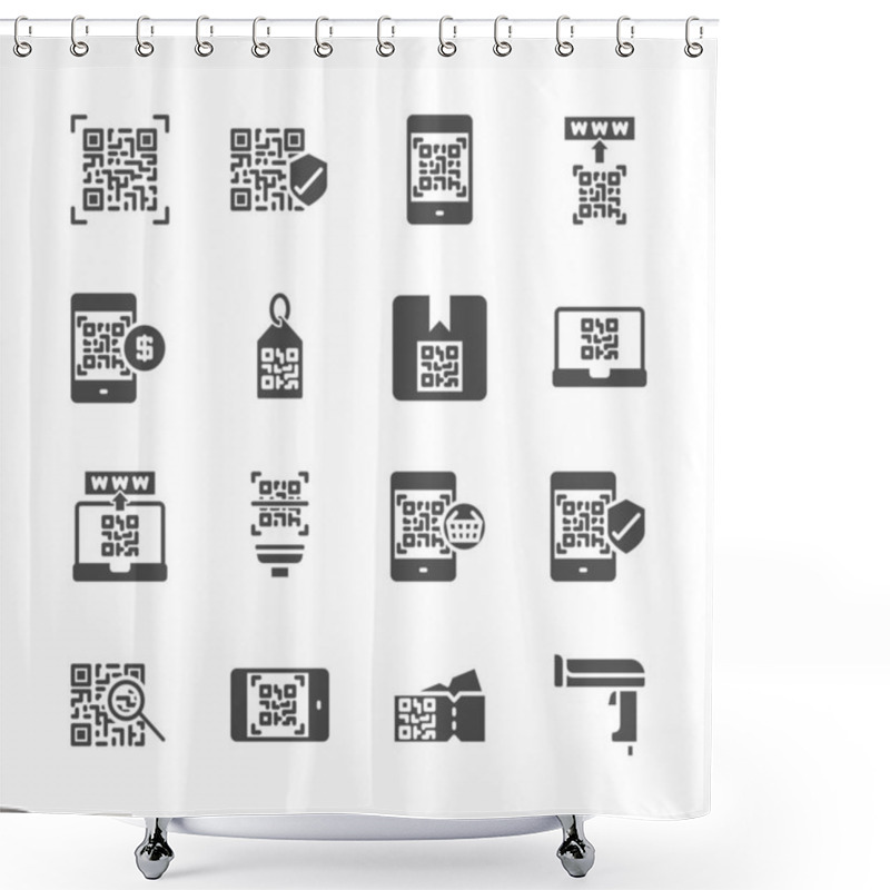 Personality  Qr Code Related In  Glyph Icon Set.Vector Illustration Shower Curtains