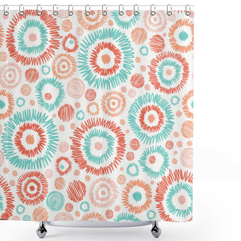 Personality  Doodle Textured Circles Seamless Pattern Background Shower Curtains