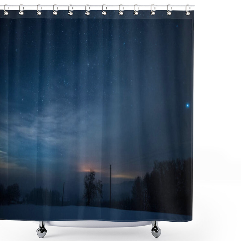 Personality  Starry Dark Sky In Carpathian Mountains At Night In Winter Shower Curtains