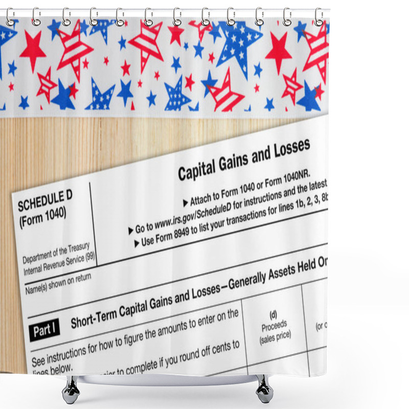 Personality  A US Federal Tax 1040 Schedule D Income Tax Form Shower Curtains