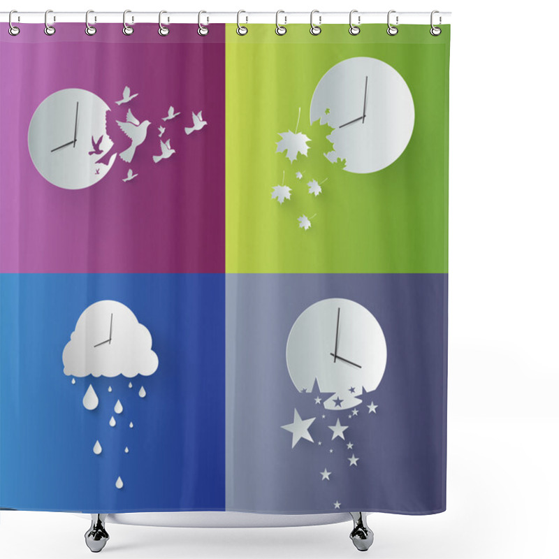 Personality  Vector Set Of Wall Clocks. Shower Curtains