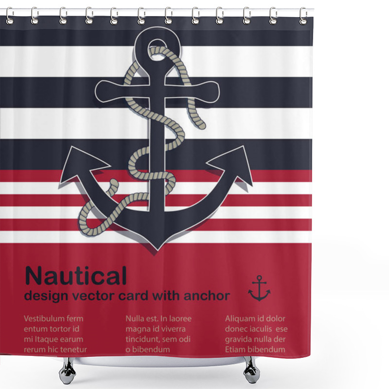 Personality  Nautical Design Vector Card With Marine Anchor And Rope Shower Curtains