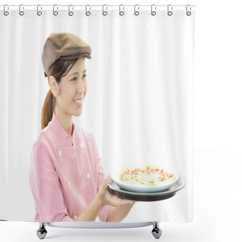 Personality  Smiling Waitress Shower Curtains