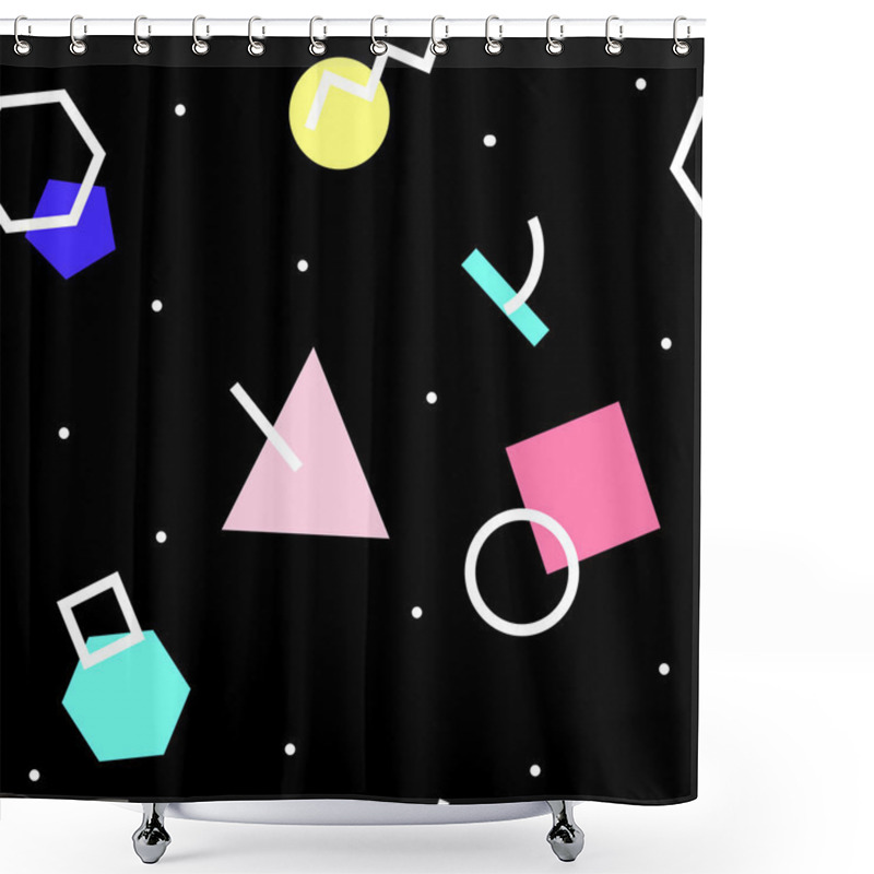 Personality  Vector Seamless Geometric Pattern. Memphis Style. Abstract 80s. Shower Curtains