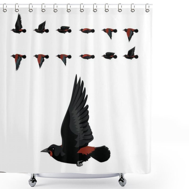 Personality  Saddleback Tieke Bird New Zealand Flying Animation Sequence Cartoon Vector Shower Curtains