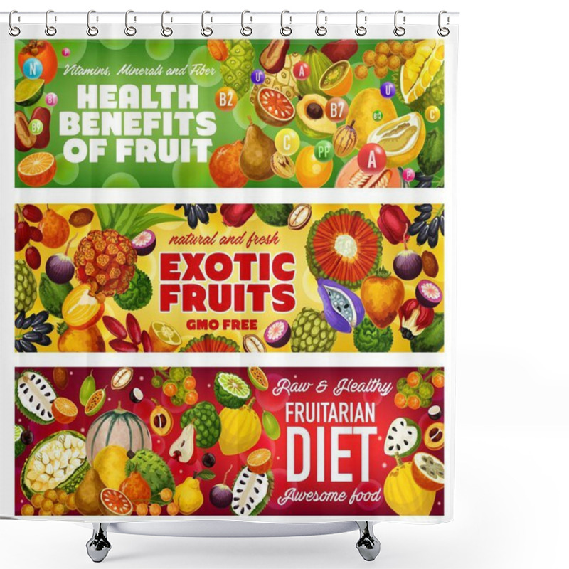 Personality  Tropical Fruits, Exotic Berries Of Fruitarian Diet Shower Curtains