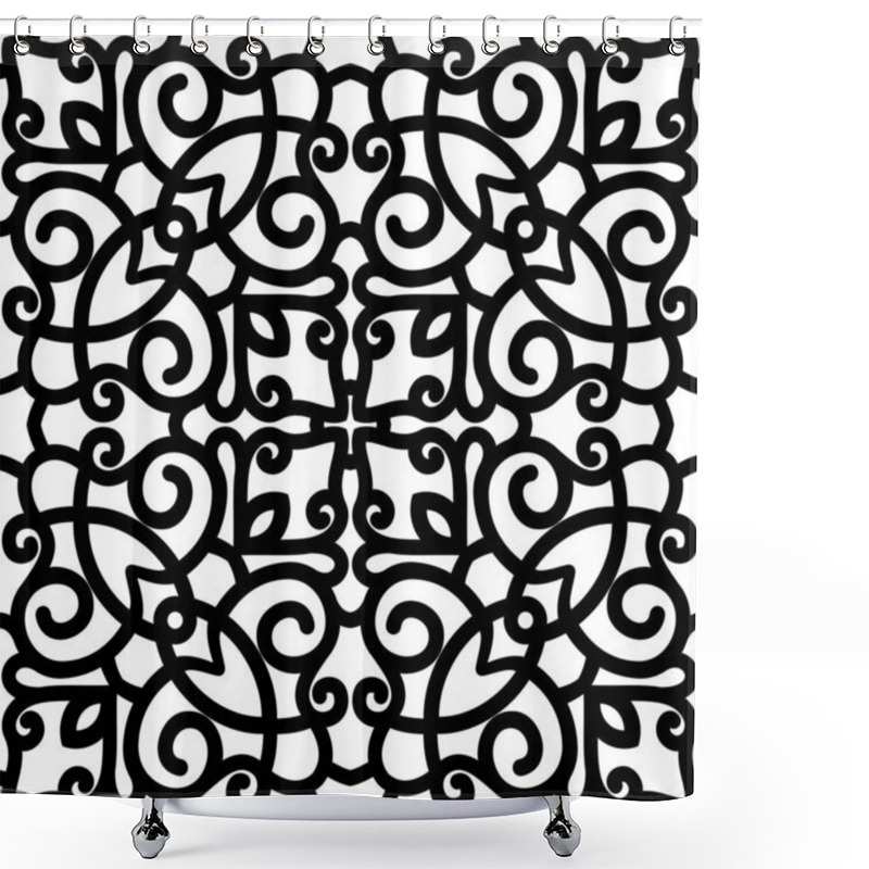 Personality  Black And White Swirly Pattern Shower Curtains