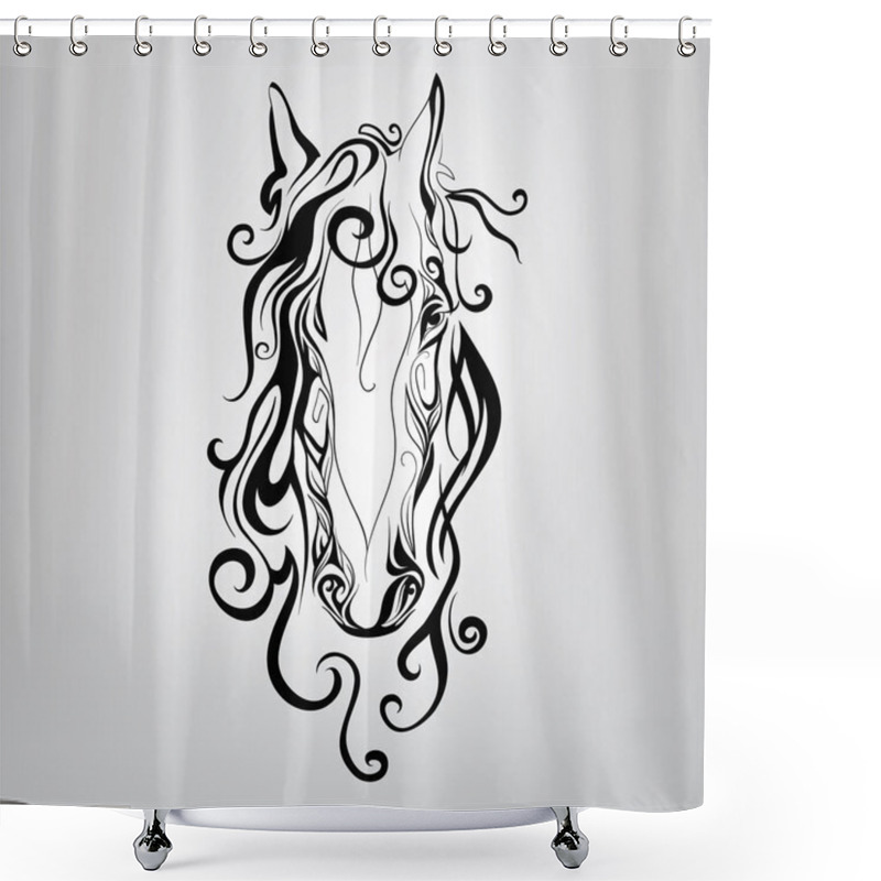 Personality  Silhouette Of A Horse's Head Shower Curtains