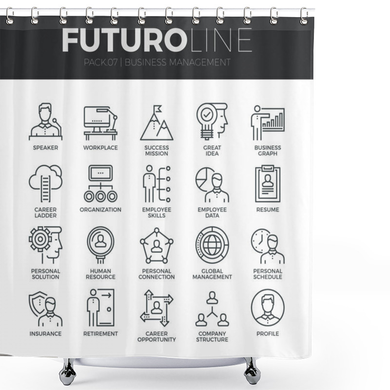 Personality  Business Management  Icons Set Shower Curtains