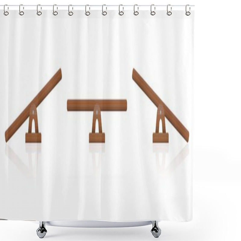 Personality  Seesaw Wooden Balance Scale Shower Curtains