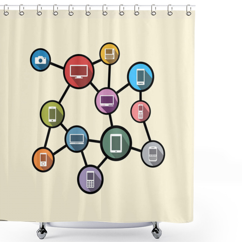 Personality  Pervasive Computing Or Distributed System Concept Illustration. Flat Design. Shower Curtains