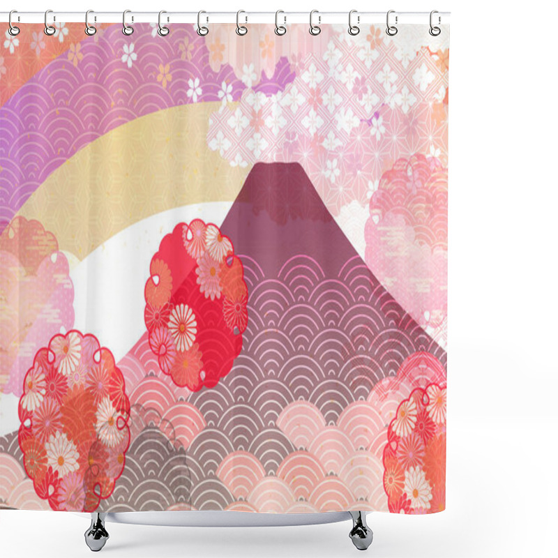 Personality  Mt. Fuji Cherry Blossoms New Year's Card Background  Shower Curtains