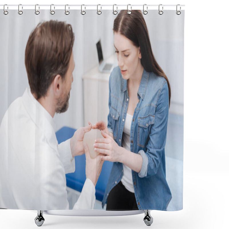 Personality  Young Curious Lady Choosing The Best Option For Surgery Shower Curtains