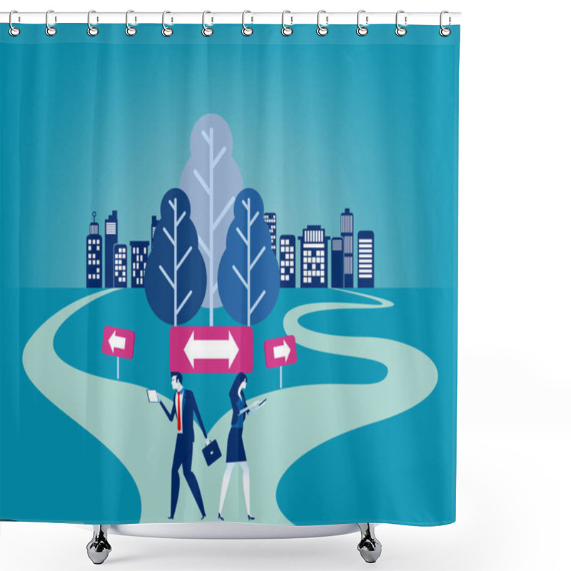 Personality  Businesss People With Crossroad. Concept Business Vector Illustr Shower Curtains